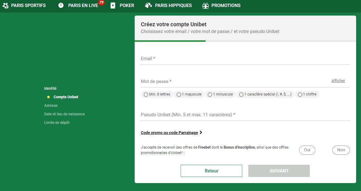 Compte Unibet : créer, se connecter - vérifier son identité